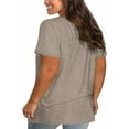 thumbnail image 2 of Langwyqu L-5XL Summer V Neck Criss Cross Shirt Women Plus Size Short Sleeve Solid Color Tops Tee, 2 of 5