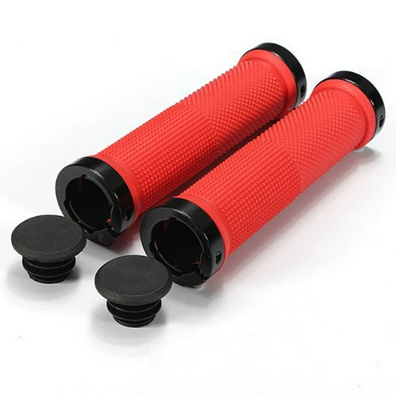 A Pair of Mountain Bike MTB Non-Slip Rubber Handlebar Grips (Red)