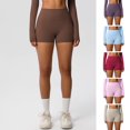 thumbnail image 2 of Quixlent Women Sports Shorts High Waist Yoga Shorts Body Shaping Peach Butt Effect Tummy Control Shorts Elastic Waistband Solid Color Cropped Pants for Running Exercise, 2 of 8