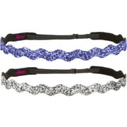 Hipsy Women's Adjustable NON SLIP Wave Bling Glitter Headband Gunmetal Duo 2pk (Gunmetal & Purple)