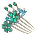 thumbnail image 3 of EeaseCA 1pc Retro Hair Insert Comb Rhinestone Flower Headdress Hair Decoration Headwear Photo Prop for Female Blue, 3 of 7