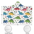 thumbnail image 3 of Wearable Blanket,White Cartoon Dinosaurs Flowers Pattern Hooded Wearable Flannel Blanket for Adults & Teens,Winter Poncho Shawl Wrap Cape Cozy Anti-Pill,60"x80", 3 of 5
