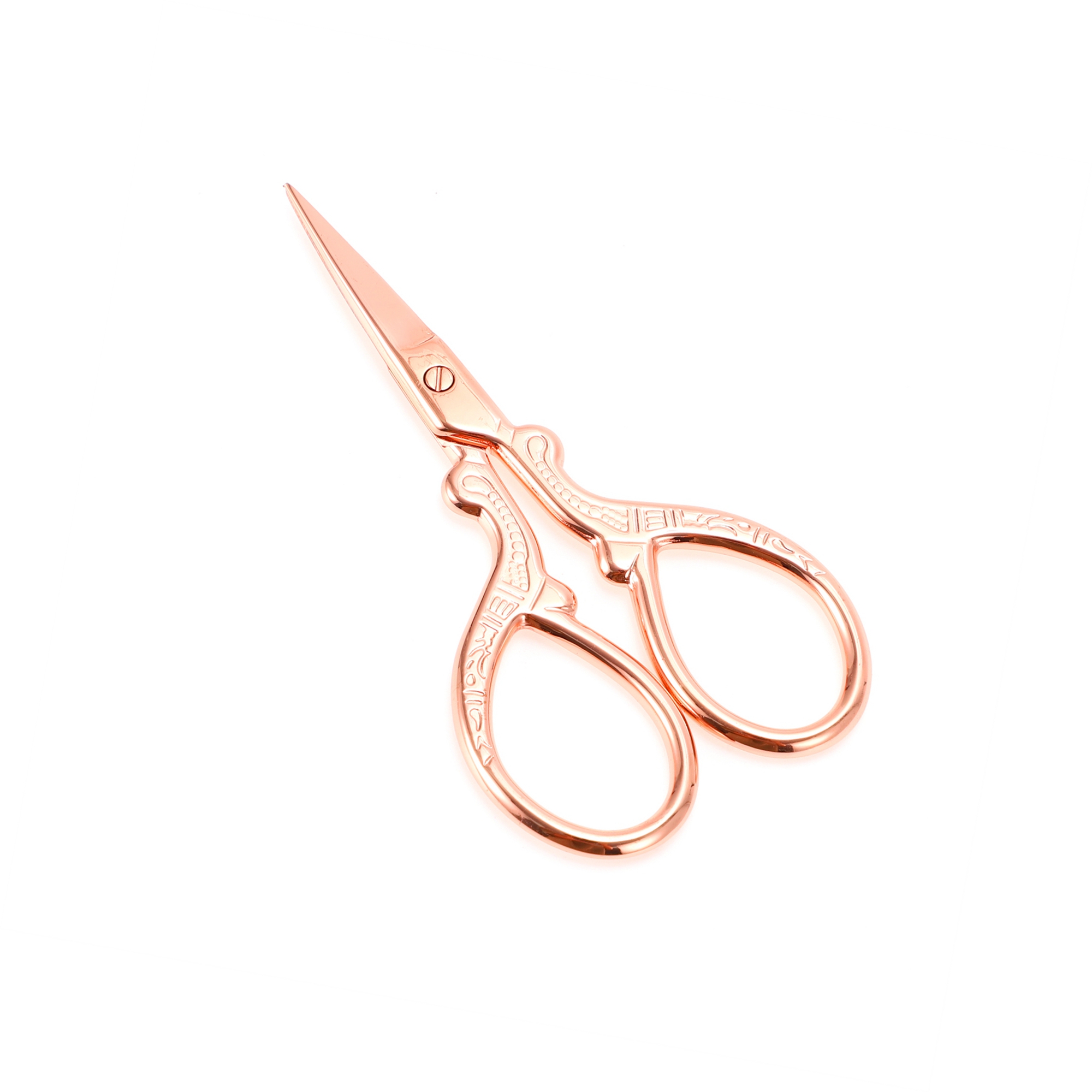 Unique Bargains 1 Pc Embossed Scissors Eyebrow Trimmer Bedroom Rose Gold Tone