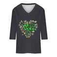 thumbnail image 4 of Meichang St Patricks Day Shirts for Women V Neck 3/4 Length Sleeve Women Tops Shamrock Graphic Tees Crew Neck Casual Irish Tops, 4 of 5