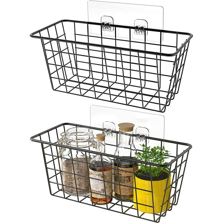 Grid Storage Baskets with Hooks Over Cabinet Door Organizer Wire Basket  Hanging Storage Organizer Kitchen Bathroom Organizer