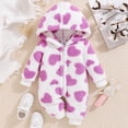 thumbnail image 2 of UAMVSH Newborn Baby Jumpsuit Fleece Sherpa Winter Long Sleeve Hooded Romper Comfy Soft Heart Print Cute Onesies for Baby Girl, 2 of 7
