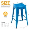 thumbnail image 3 of 24 Inch Metal Bar Stools Set of 4, Stackable Backless Industrial Stools for Indoor Outdoor Kitchen Dining Patio Garden Classroom (Blue), 3 of 10