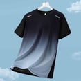 thumbnail image 3 of FRSASU Men's Gradient Athletic T-Shirt Short Sleeve Reflective Running Tee Crew Neck Fitness Gym Workout Top Gray, 3 of 5