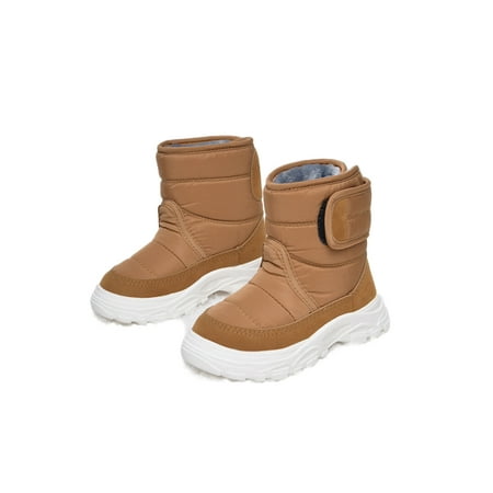 

Fangasis Girls&Boys Warm Snow Boot Magnetic Slip Resistant Mid Calf Boots Walking Breathable Plush Lining Comfort Bootie Brown 6.5C