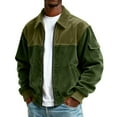 thumbnail image 2 of Bomber Jacket Men Zip Up Lightweight Corduroy Jackets Casual Stylish Fall Winter Coats Windbreaker Clothing with Pockets Green 3XL, 2 of 4