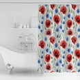 thumbnail image 4 of Extra Long Shower Curtain 72x84 Inch, 4th of July Flower Shower Curtain Waterproof Bathroom Decor Patriotic Red Blue Poppy Floral Fabric Bath Curtain Set Accessories with Hooks, 4 of 6