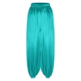 thumbnail image 4 of iiniim Men's Belly Dance Pants Satin Silky Loose Fit Comfy Bloomers Theme Party Trousers Cyan S, 4 of 7