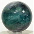 thumbnail image 4 of 2.1" Rainbow Tri-Color Fluortie Gemstone Sphere Purple Blue Green Natural Crystal Mineral Ball - China + Plastic Stand, 4 of 4