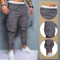 thumbnail image 4 of Pantalones cargo para hombre, pantalones de chándal a la moda para hombre, pantalones chinos informales de trabajo con cordón y 6 bolsillos, 4 of 6