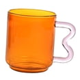 thumbnail image 3 of Hermosa taza de café de borosilicato de 15 oz con asa de oreja, taza para latte, vasos de vidrio Naranja, 3 of 7