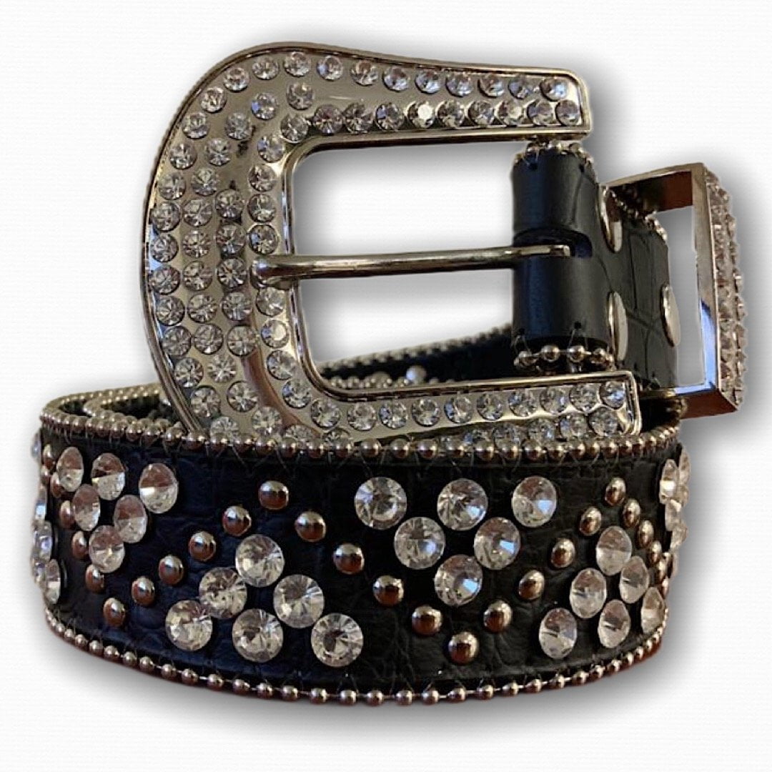 BIG BUCKLE BLACK WITH SILVER STONE 