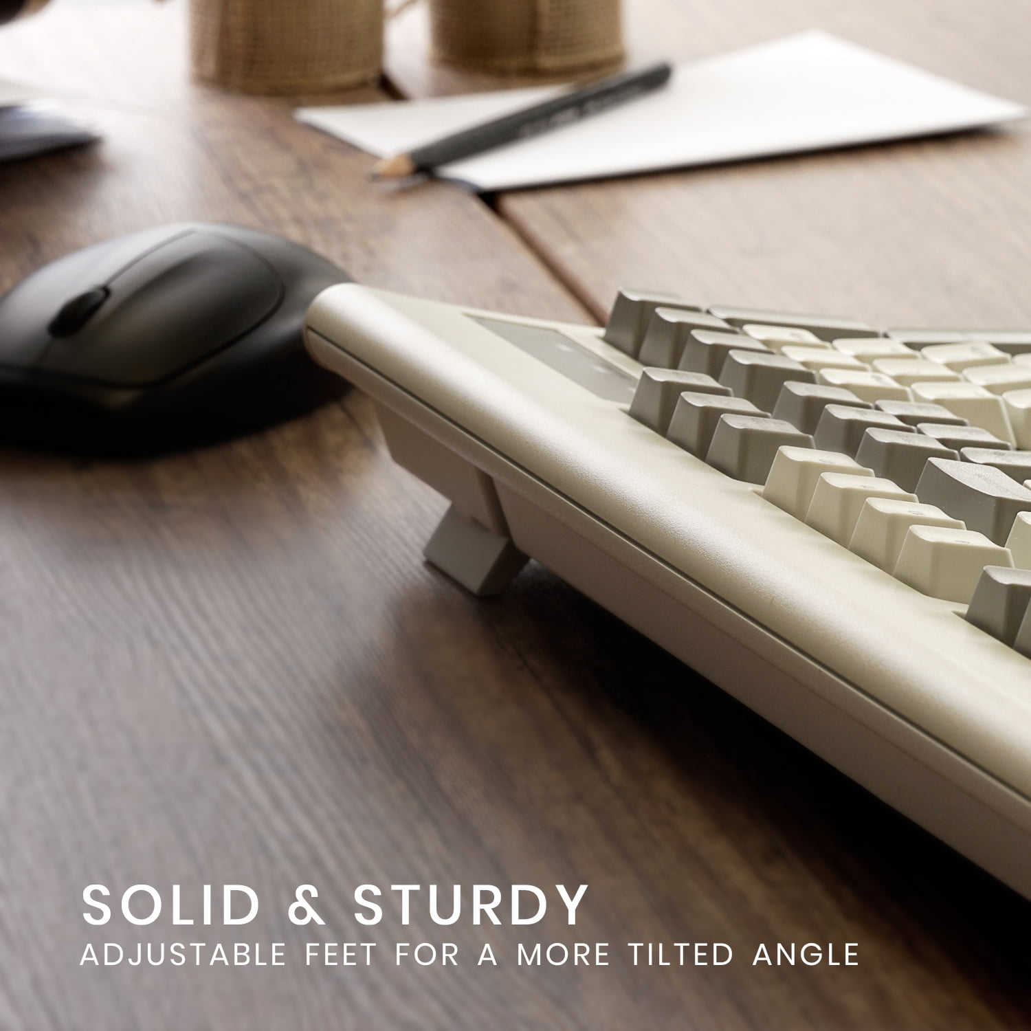 Perixx Periboard-106M, Wired Performance Full-Size USB Computer Keyboard, Curved Ergonomic Keys, Classic Retro