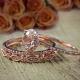 thumbnail image 3 of 2.75 Carat 6mm Round Cut Morganite And Diamond Moissanite Trio Ring Set Engagement Ring 2 Wedding Bands With 18K Rose Gold Plating, Promise Ring, Anniversary Gift, 3 of 4