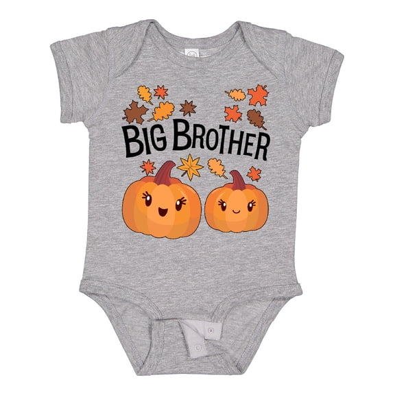 Inktastic Big Brother Pumpkins with Fall Leaves Boys Baby Bodysuit
