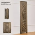 thumbnail image 6 of 66.9Inch Folding Room Divider, 3 Panels Wood Carved Privacy Screens, Free Assembled Freestanding Partition for Home Office Restaurant Bedroom (Brown), 6 of 16