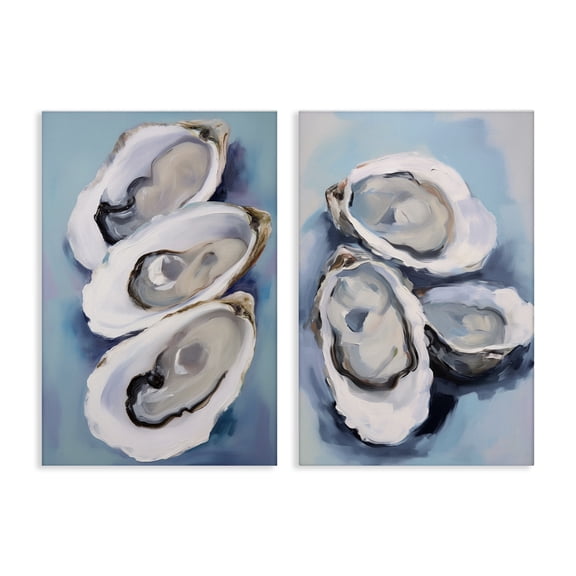 Stupell Industries Trio Half Shell Oysters Nautical & Beach Painting Wrapped Canvas Art Print Wall Art, 16 x 24, Set of 2