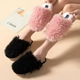 thumbnail image 2 of Seranoma Jenna Womens Ladies Fuzzy Flat Comfort Fur Thermal Indoor Outdoor Slide Home Slippers Black, 2 of 7