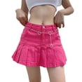 thumbnail image 1 of Fortune Women Denim Mini Pleated Skirt Summer High Waist Ruffles Short Skirt, 1 of 6
