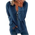 thumbnail image 1 of Yuyuzo Tunic Tops for Women Long Sleeve Pullover Round Neck Half Zipper Solid Color Fall Top Blouses, 1 of 5