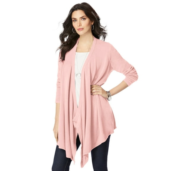 Roaman's Women's Plus Size Lightweight Handkerchief Hem Cardigan Sweater