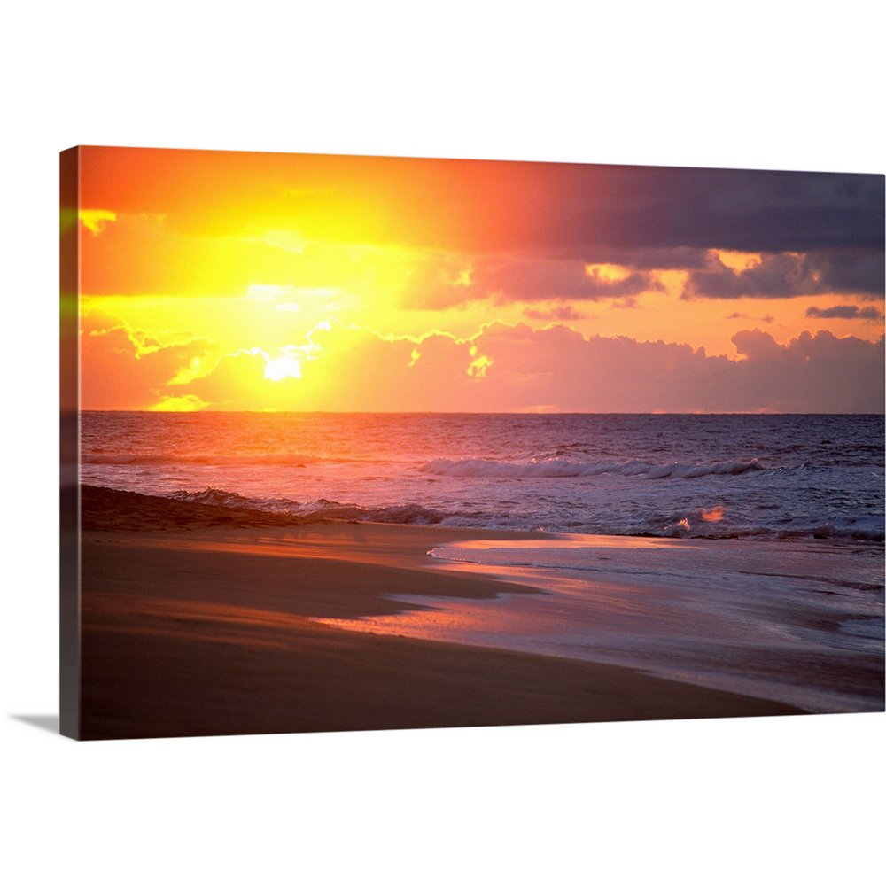 Great BIG Canvas "Hawaii, Oahu, Sandy Beach At Sunrise" Canvas Wall
