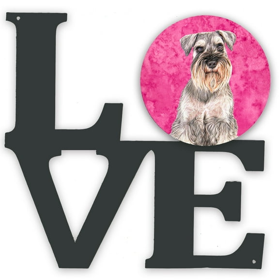 Carolines Treasures KJ1229PKWALV Pink Schnauzer Metal Wall Artwork LOVE 12X12 multicolor
