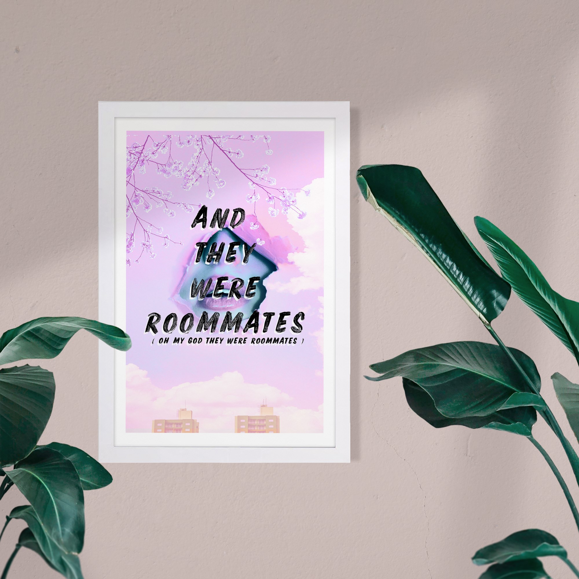 Wynwood Studio Typography and Quotes Framed Wall Art Prints 'And They Were Roommates' Quotes and Sayings - Purple, Black, 13" x 19"