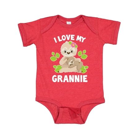 

Inktastic Cute Sloth I Love My Grannie with Green Leaves Gift Baby Boy or Baby Girl Bodysuit