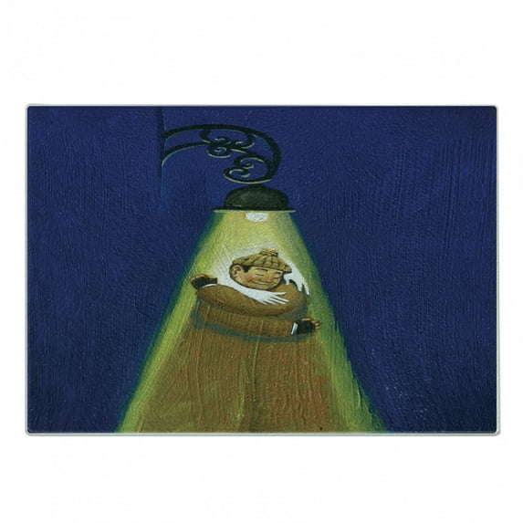 Abstract Surreal Cutting Board, Night Lamb Embracing Oneself Unusual Metaphorical Print, Decorative Tempered Glass Cutting and Serving Board, in 3 Sizes, by Ambesonne