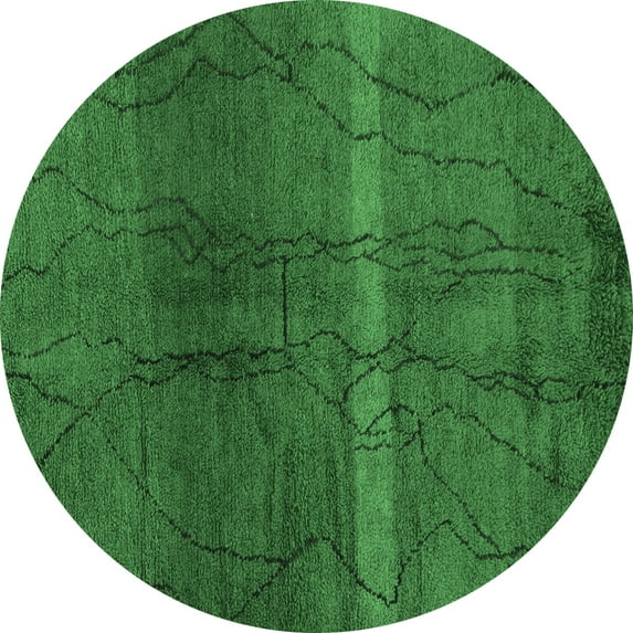 Ahgly Company Indoor Round Oriental Emerald Green Modern Area Rugs, 3' Round