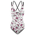 thumbnail image 5 of Hello Kitty Women's One Piece Swimsuit Tummy Control V Neck Bathing Suits, 5 of 7
