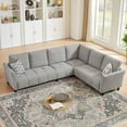 thumbnail image 3 of 79" Convertible Sectional Sofa Set, Small L Shaped 3-Seat Couch with Reversible Chaise and Accent Chair, Modern Linen Sofas Couches for Living Room, LightGrey, 3 of 9