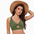 thumbnail image 4 of HCNTES Women's Bikini TopBeach Knot Bend Cut-out Adjustable Straps Removable Bra Solid Bathing Suit Tops (AG,S), 4 of 9