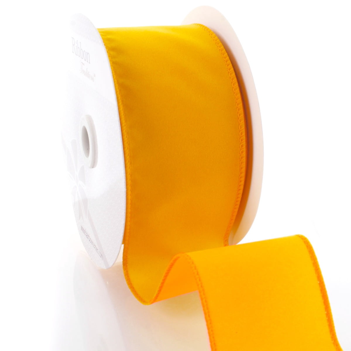 Ribbon Traditions 2.5" Wired Suede Velvet Ribbon Yellow Gold - 10 Yards