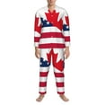 thumbnail image 3 of Daiia USA Canada Flag for Men's Long-Sleeved Pajama Set – Soft & Comfortable Sleepwear Button-Up Pajamas Cozy Lounge Wear-X-Large, 3 of 7