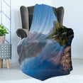 thumbnail image 4 of Glacier National Park Soft Flannel Fleece Throw Blanket, Outdoor Scene of a Forest Colorful Stones near the Lake in Montana, Cozy Plush for Indoor and Outdoor Use, 50" x 60", Multicolor, by Ambesonne, 4 of 5