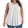 thumbnail image 2 of Frostluinai Plus Size Women's Tank Tops Sleeveless Crew Neck Pleated Tanks Solid Color Lounge Tanks Flowy Beach Tunic Shirts Summer Tanks, 2 of 6