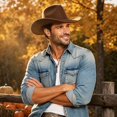 thumbnail image 5 of Halloween Classic Western Wide Brim Felt Cowboy Hat, Halloween Costume Accessory, Versatile Headwear for Western Themed Party, Role Play and Festive Gathering A, 5 of 9