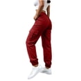 thumbnail image 6 of Ghalytn Women's Elastic Waist Cargo Jogger Pants - Multi-Pocket Tapered Ankle Cuff Casual Outdoor Bottoms, 6 of 7