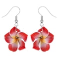 thumbnail image 2 of Lightweight Flower Dangle Earrings, Colorful Earrings, Lightweight Floral Dangle Earrings Set, 2D Acrylic Plumeria Flower Drop Earrings for Women, Colorful Tropical Jewelry Red 1Pair, 2 of 6
