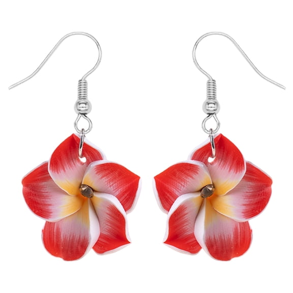 9 Pairs Colorful Flower Drop Earrings Set, Oimcto Lightweight Dangle Earrings for Women, Rainbow Gradient Colors, Fishhook Closures, Summer Beach Vacation Jewelry, Ideal Gift, Red