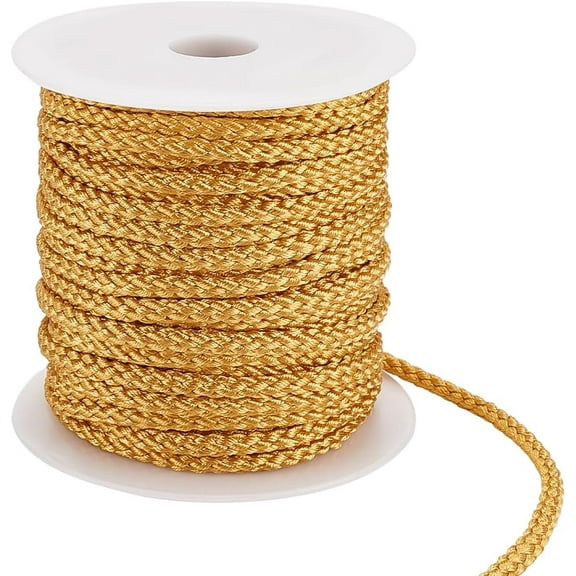 21.87 Yards Gold Twisted Cord 0.19 Inch Polyester Cord Twisted Trim Cord Rope for Gift Packaging Craft DIY Accessories