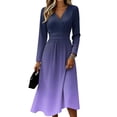 thumbnail image 2 of BOMYJESK Summer Dresses for Women Hugging Slim Beach Long Sleeve a Line Dress Casual Vacation Spring Dress Dark Purple S, 2 of 5