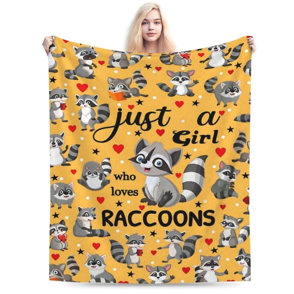 Cute Raccoon Blanket Bedding Soft Cozy Flannel 50x40