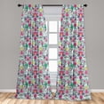 thumbnail image 4 of Ambesonne Fairytale Curtains, Unicorn Castle Flowers, Pair of 28"x84", Pastel Pink Pale Seafoam, 4 of 4